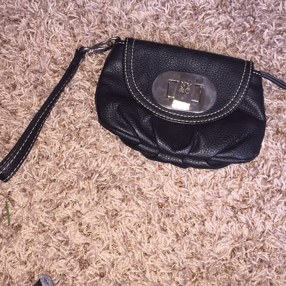 Black Leather Wristlet